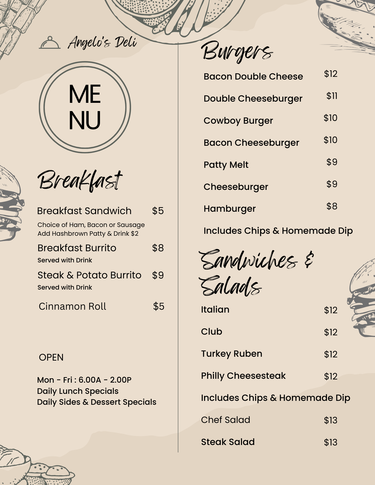 Angelo's Deli Menu