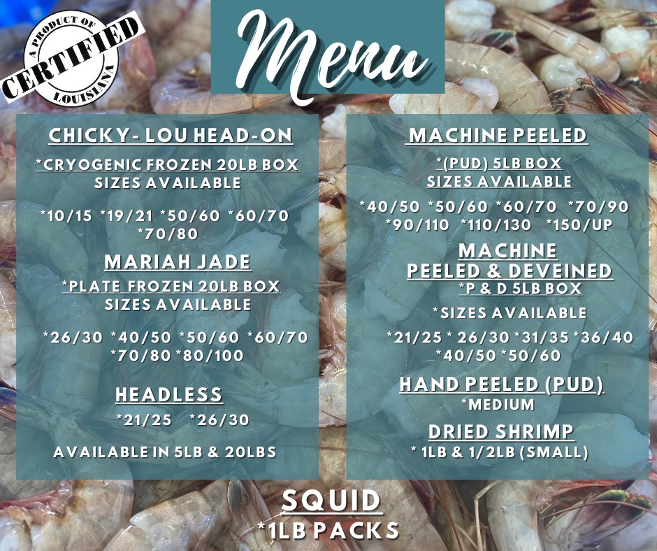 David Chauvin's Seafood Company Menu