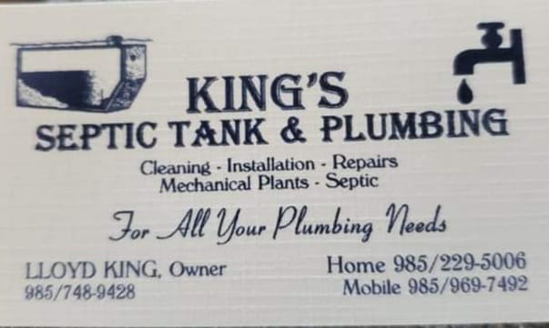 King's Septic Tank & Plumbing 70121 Kings Ln, Kentwood Louisiana 70444