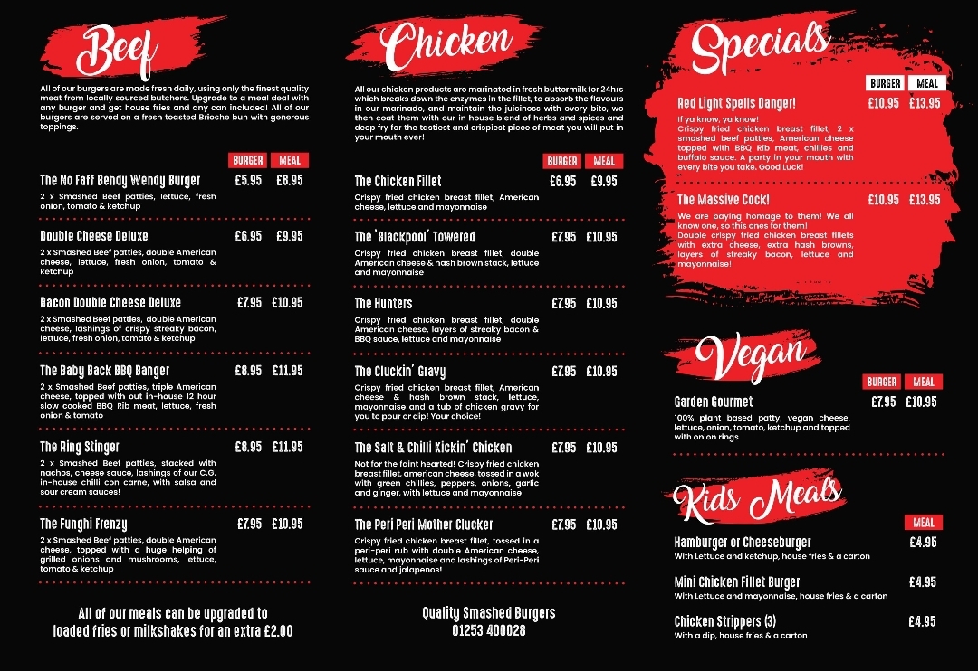 Get Smashed (Smash Burgers) Menu