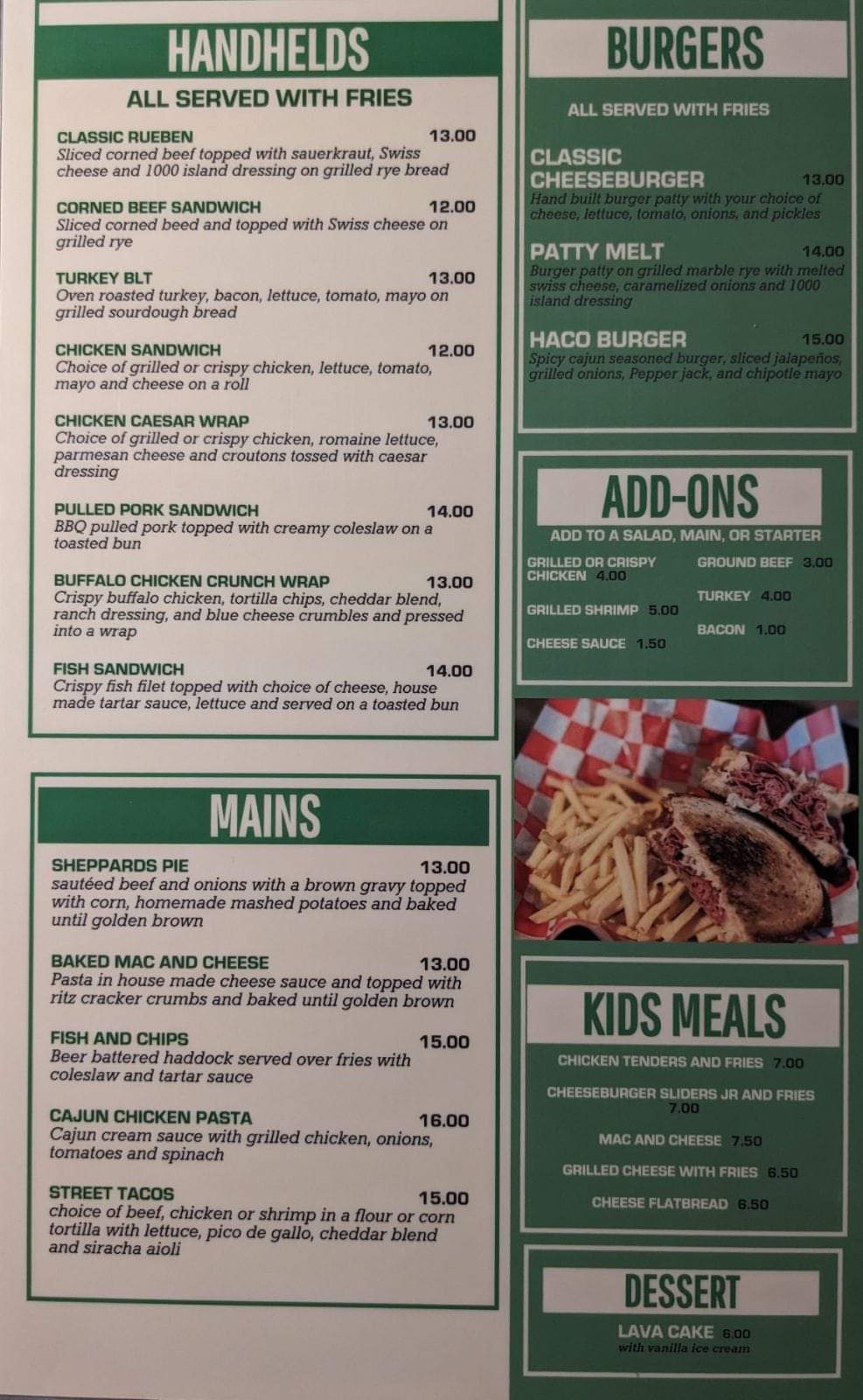 O'Connell's Irish Pub & Grill Menu