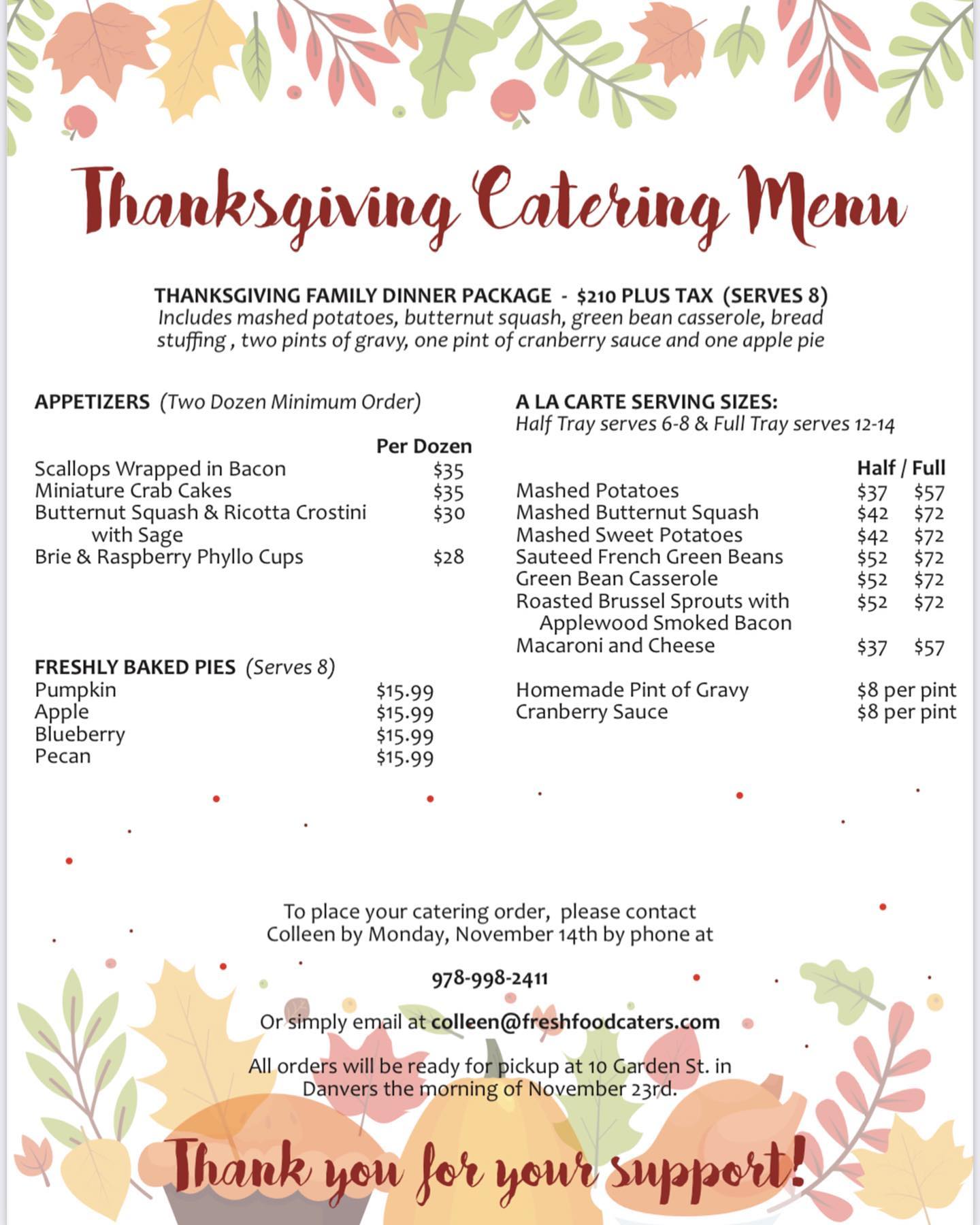 Fit&Fresh Meal Preparation Menu