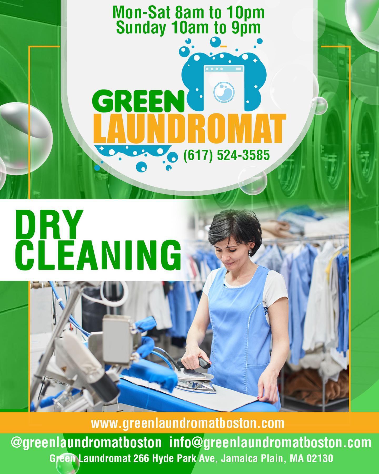 Green Laundromat Boston 266 Hyde Park Ave, Jamaica Plain Massachusetts 02130