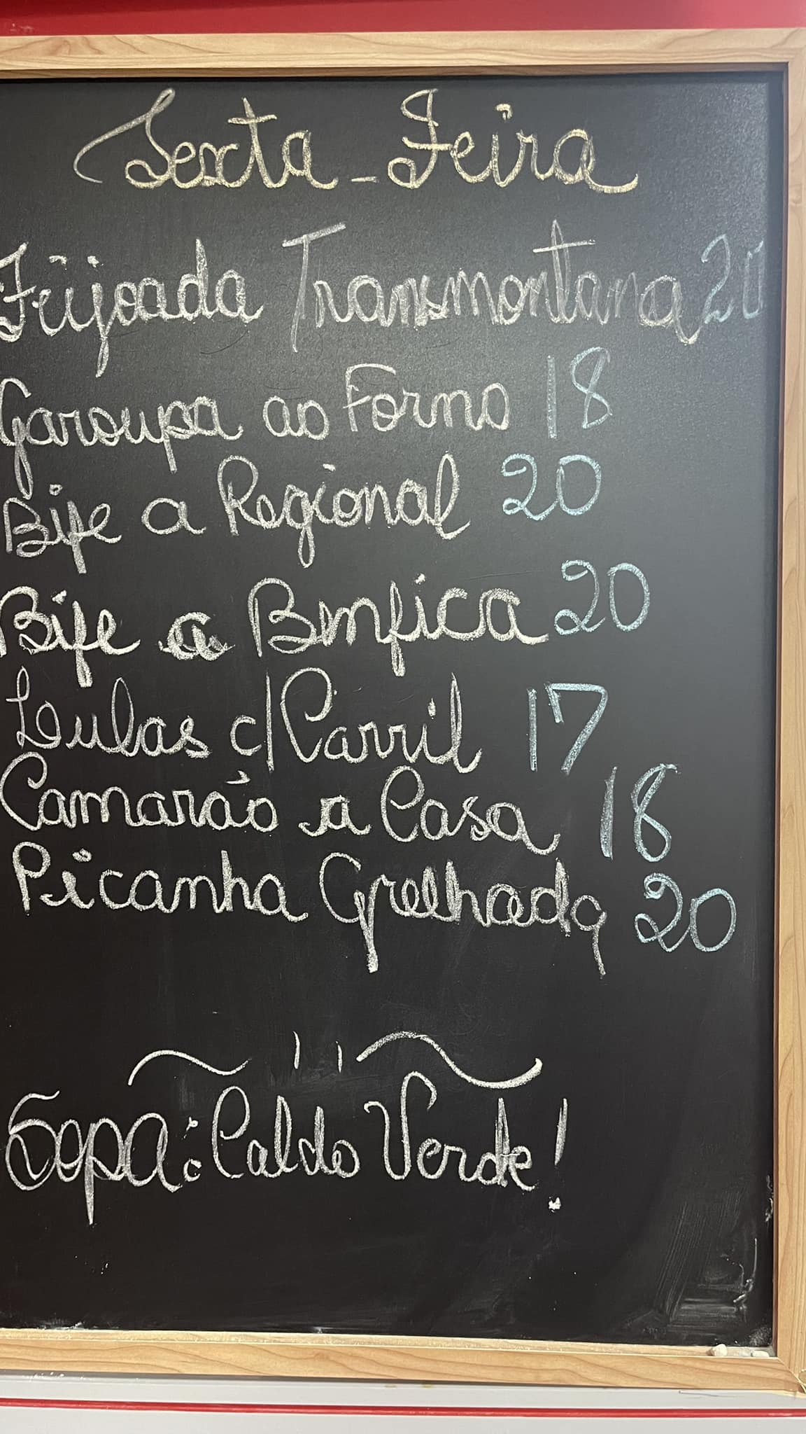 Casa Benfica Cambridge Menu