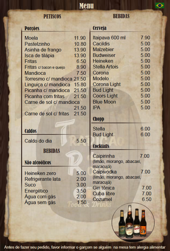 Sabor da roça Menu