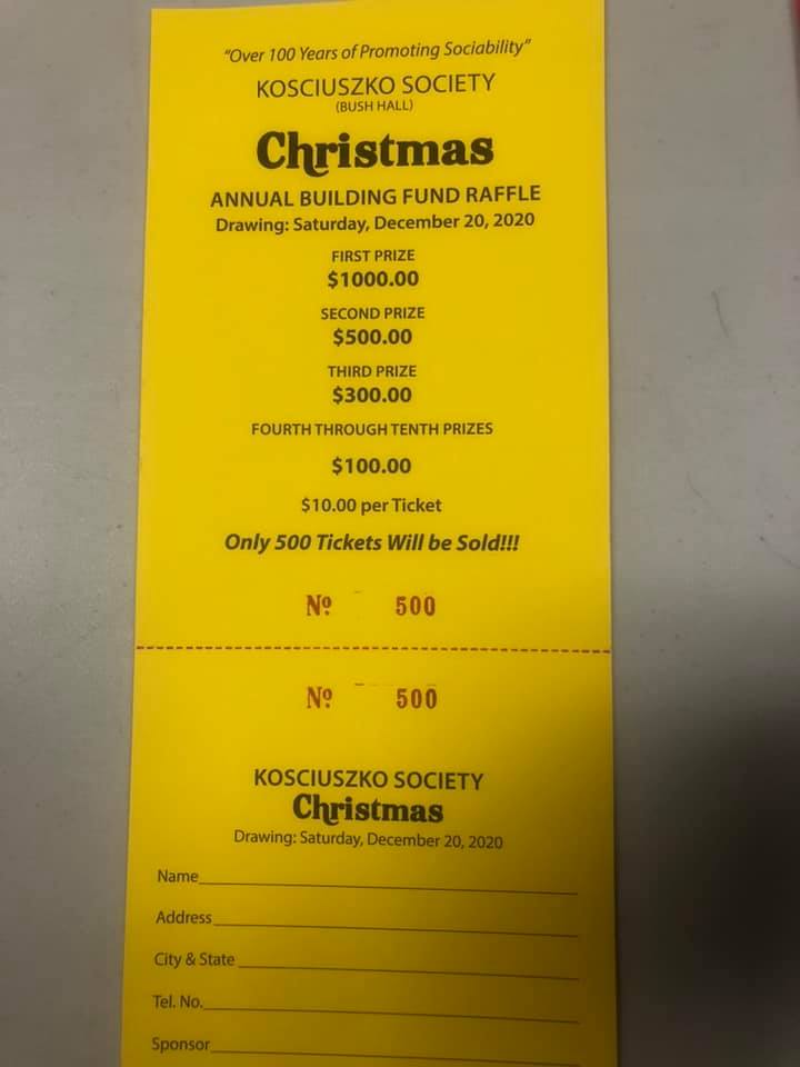 Kosciuszko Society Menu