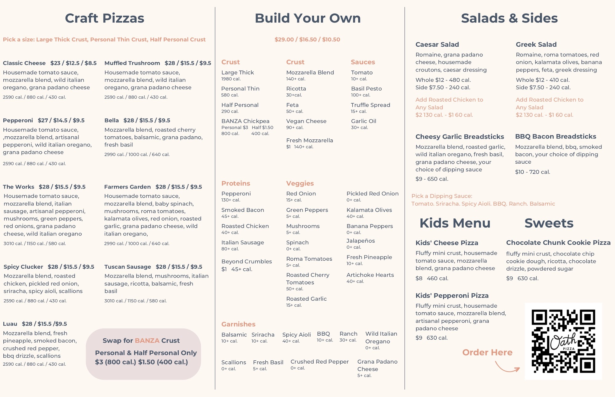 Oath Pizza Wellesley Menu