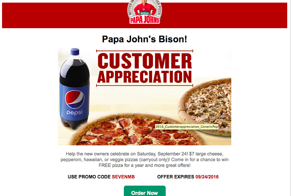 Papa Johns Pizza Menu