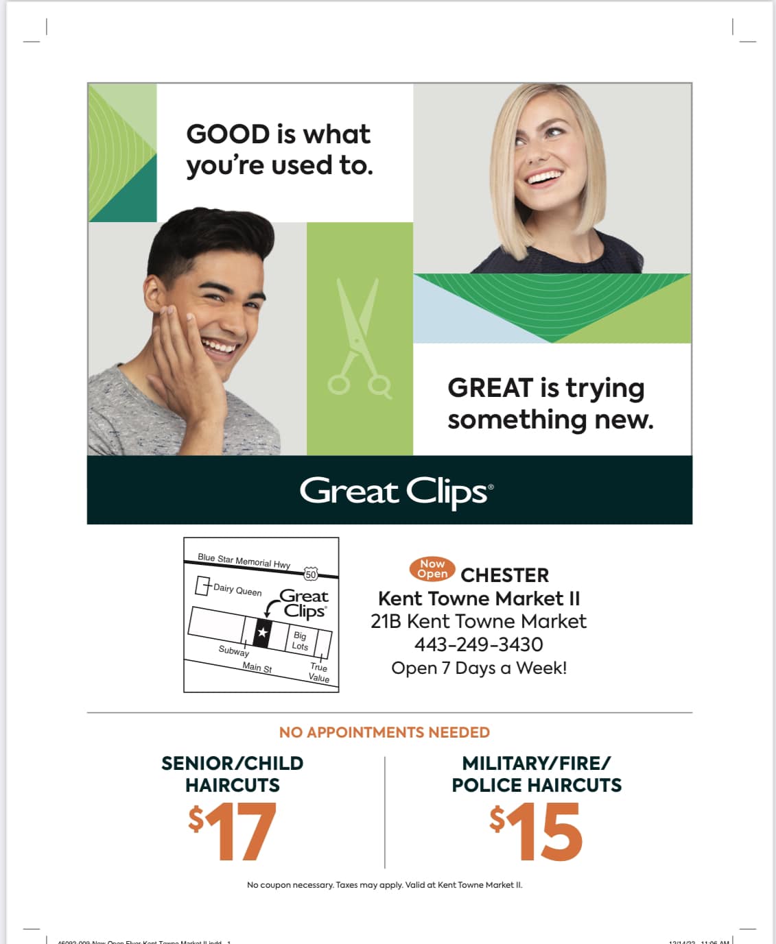 Great Clips 21B Kent Town Market, Chester Maryland 21619