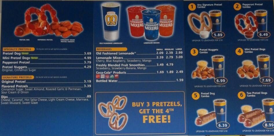 Auntie Anne's Menu