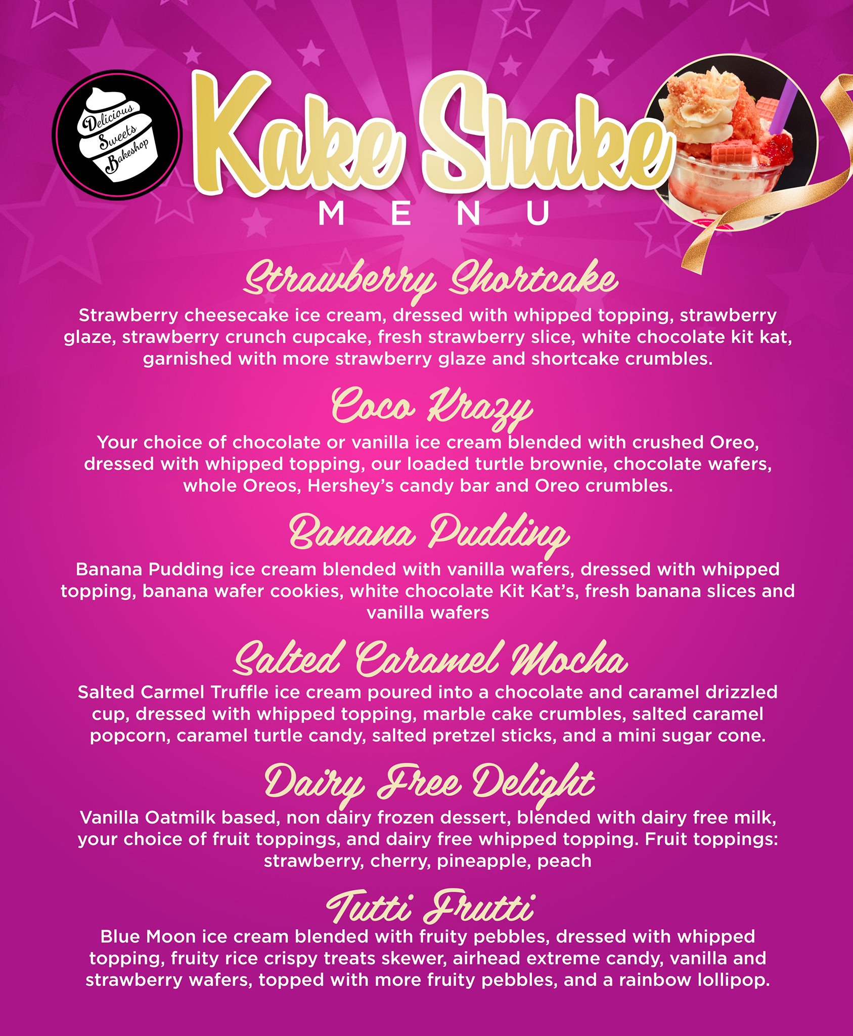 Delicious Sweets Menu