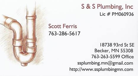 S & S Plumbing Inc 18738 93rd St, Becker Minnesota 55308