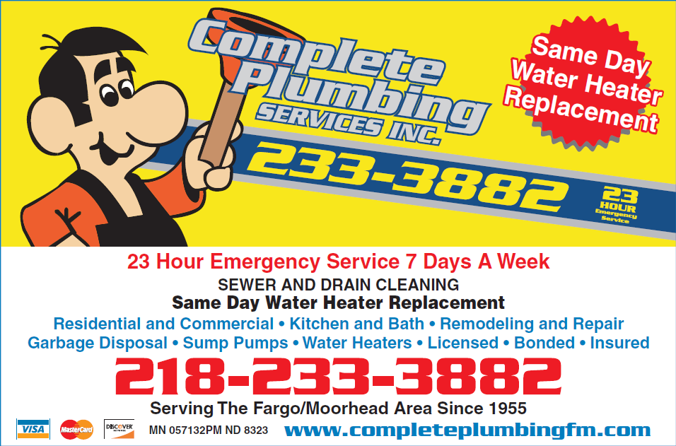 Complete Plumbing Services Inc. 5684 Hwy 10, Dilworth Minnesota 56529