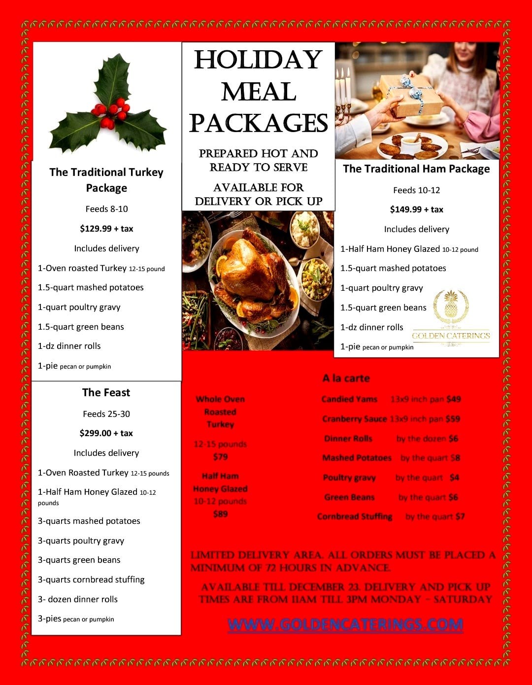 Golden Caterings & Event Center Menu