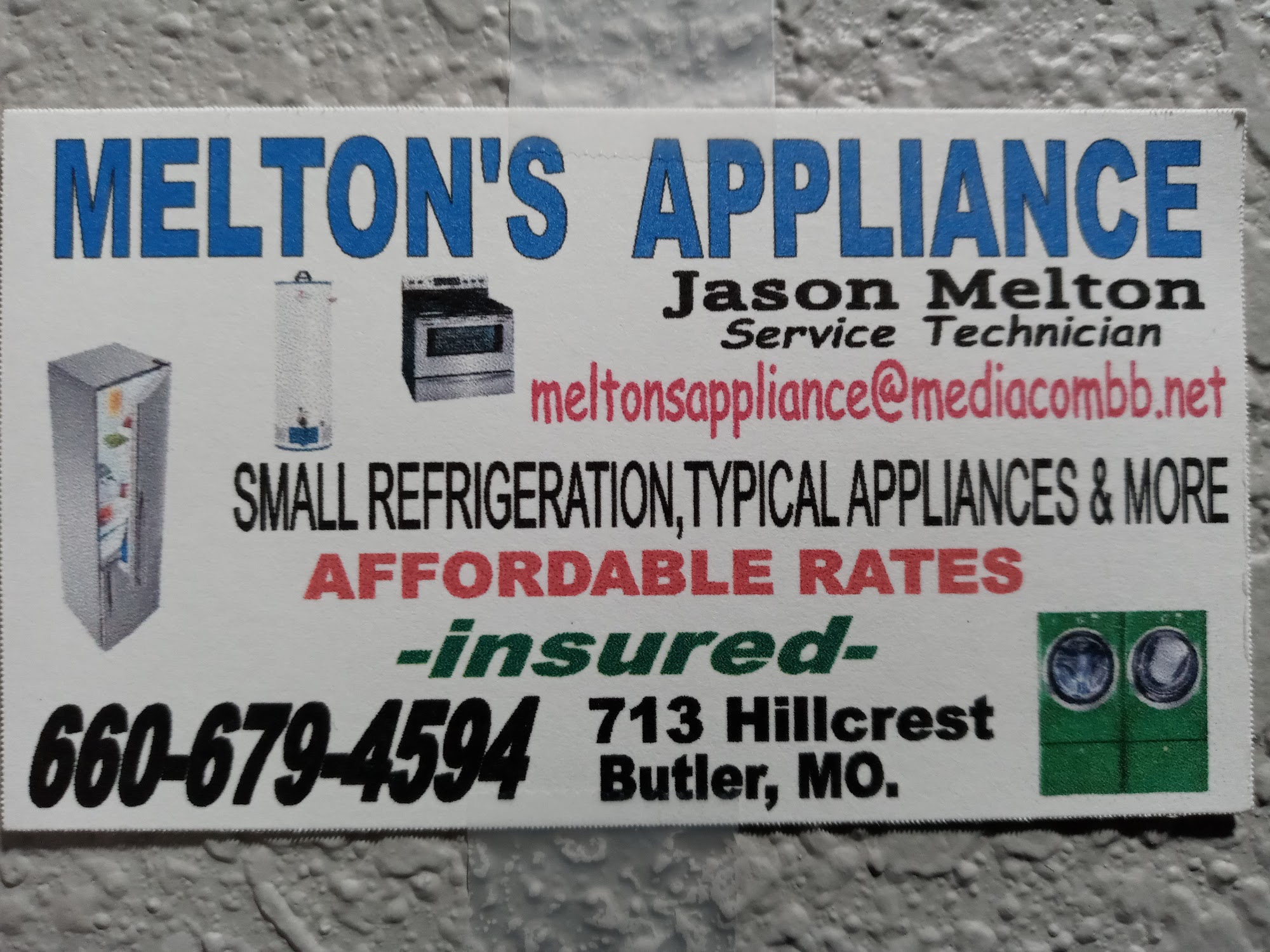 Meltons Appliance 713 Hillcrest St, Butler Missouri 64730