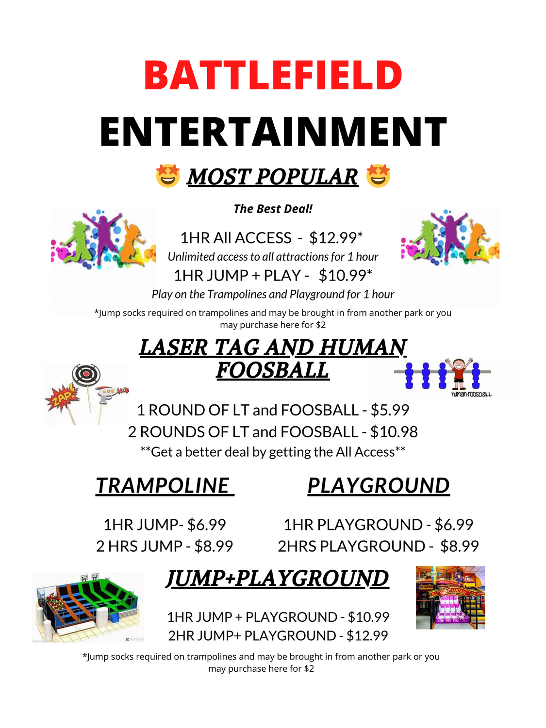 Battlefield Laser Tag Menu