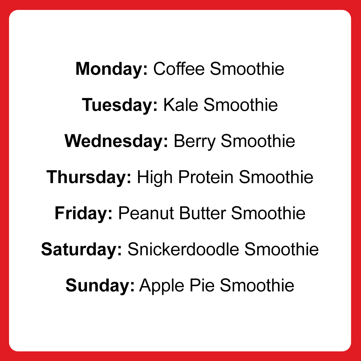 Smoothie King Menu