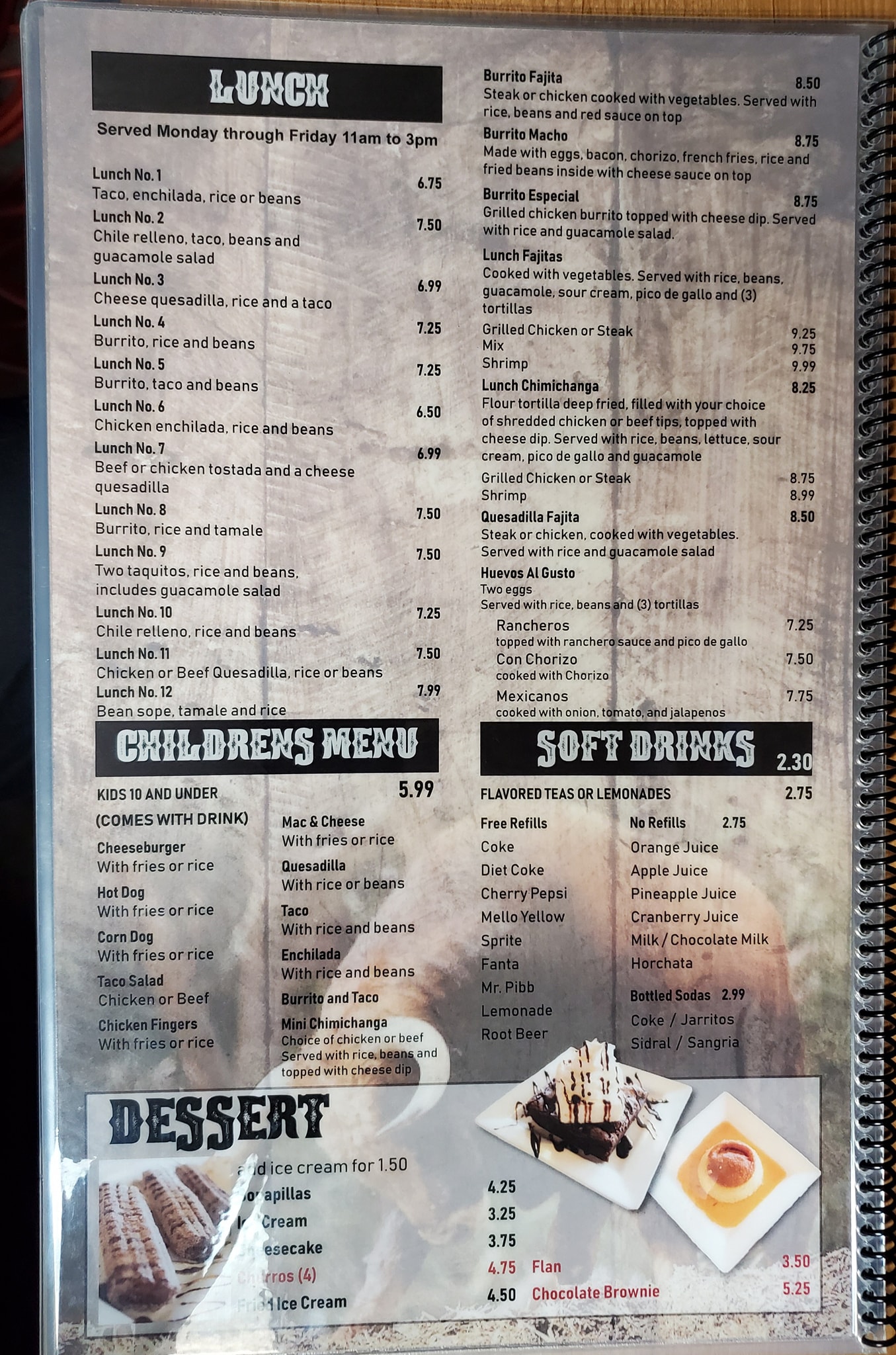 El Toro Menu