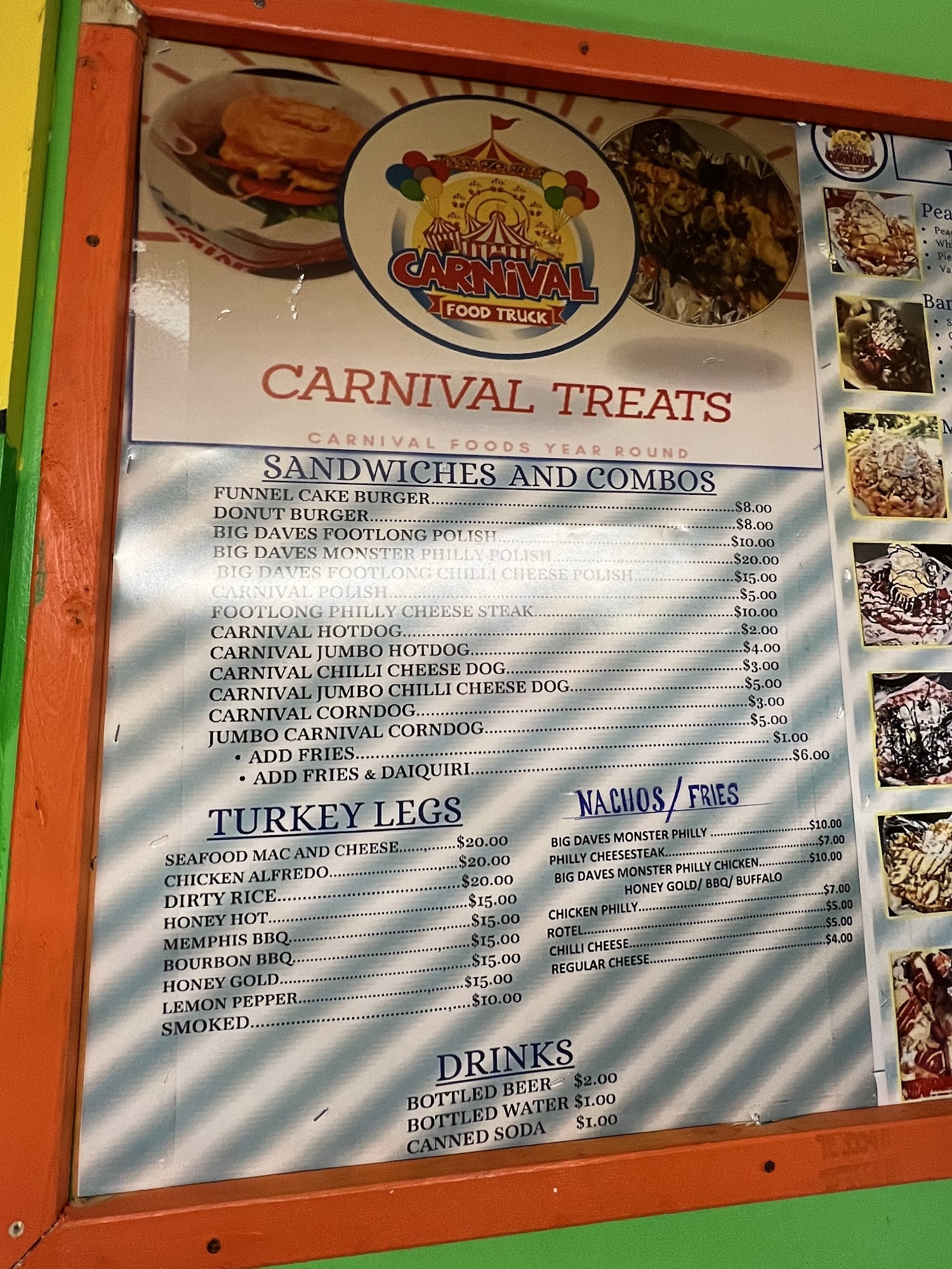 Carnival Treats Menu