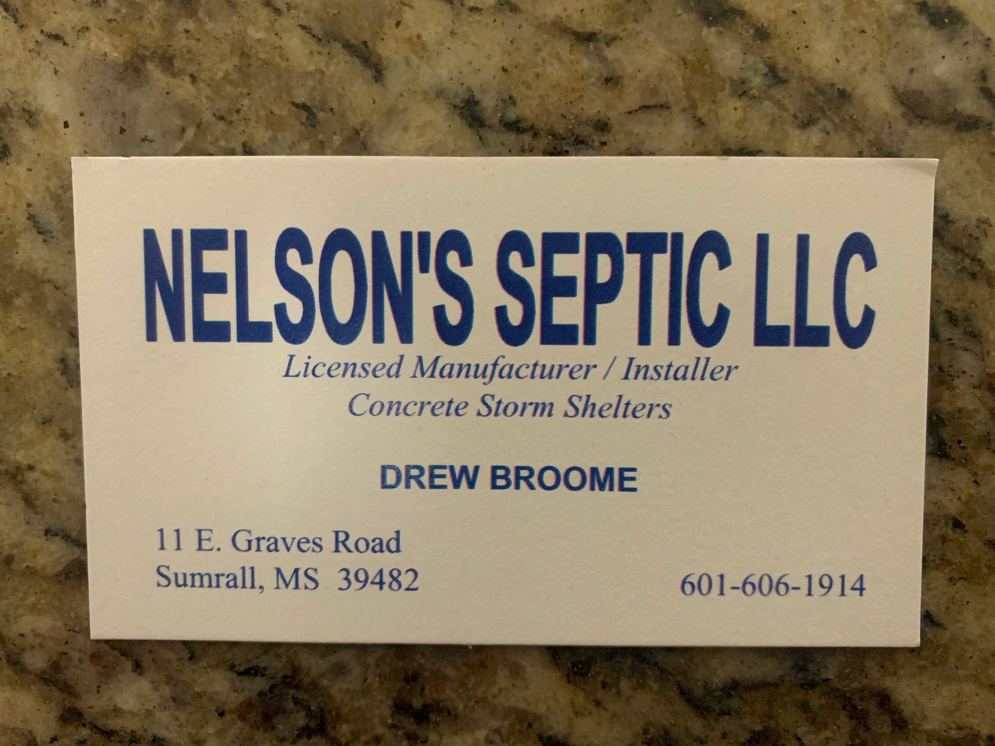 Nelson Septic Tank Services 125 Graves Rd, Sumrall Mississippi 39482
