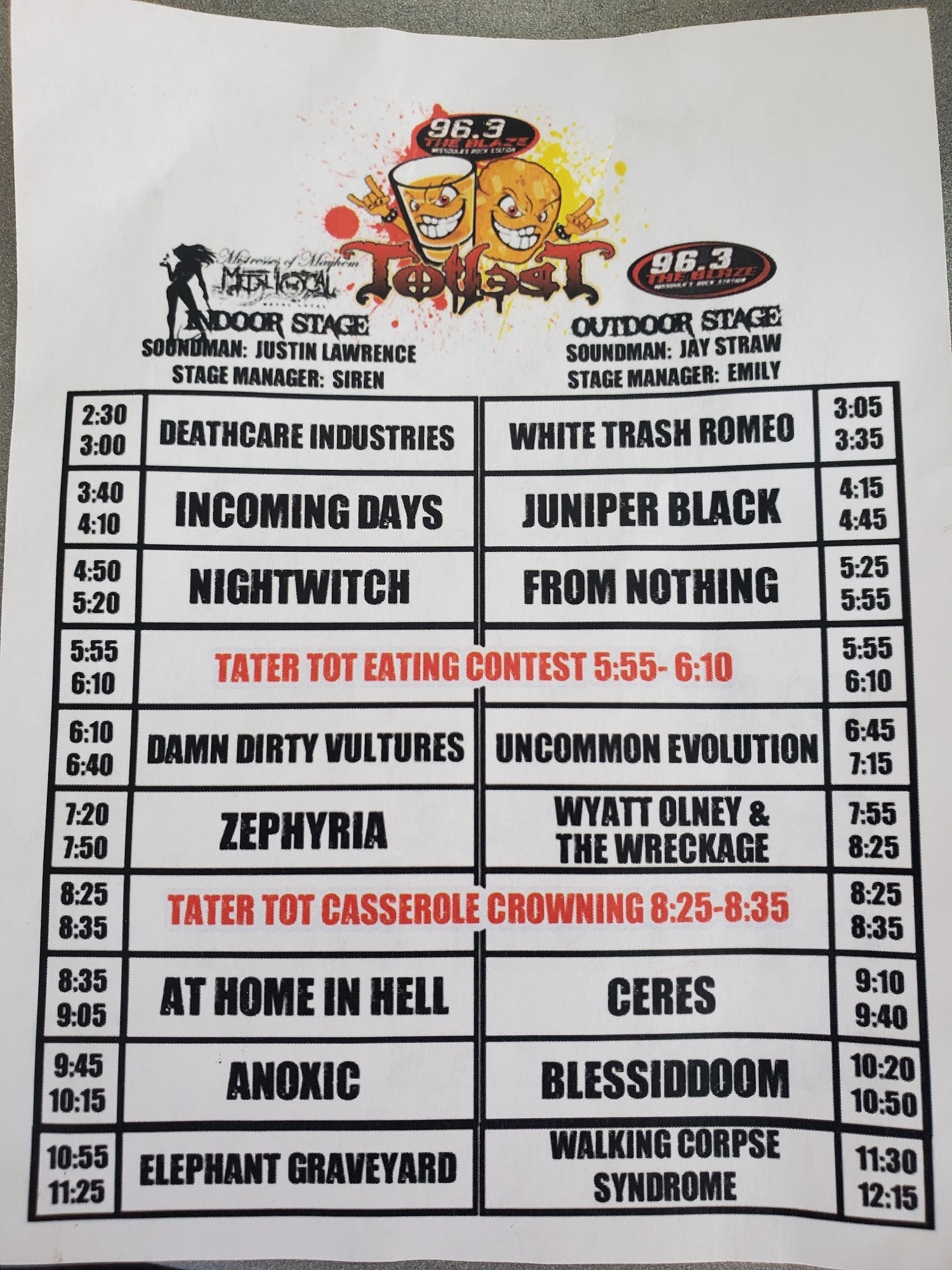 The Dark Horse Bar Menu