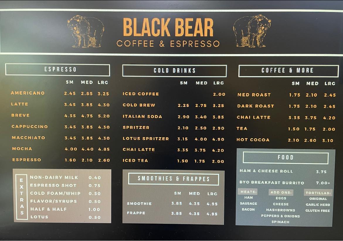 Cheri's Espresso Menu