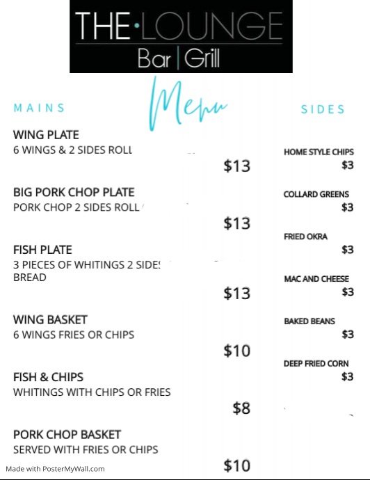 The Lounge Menu