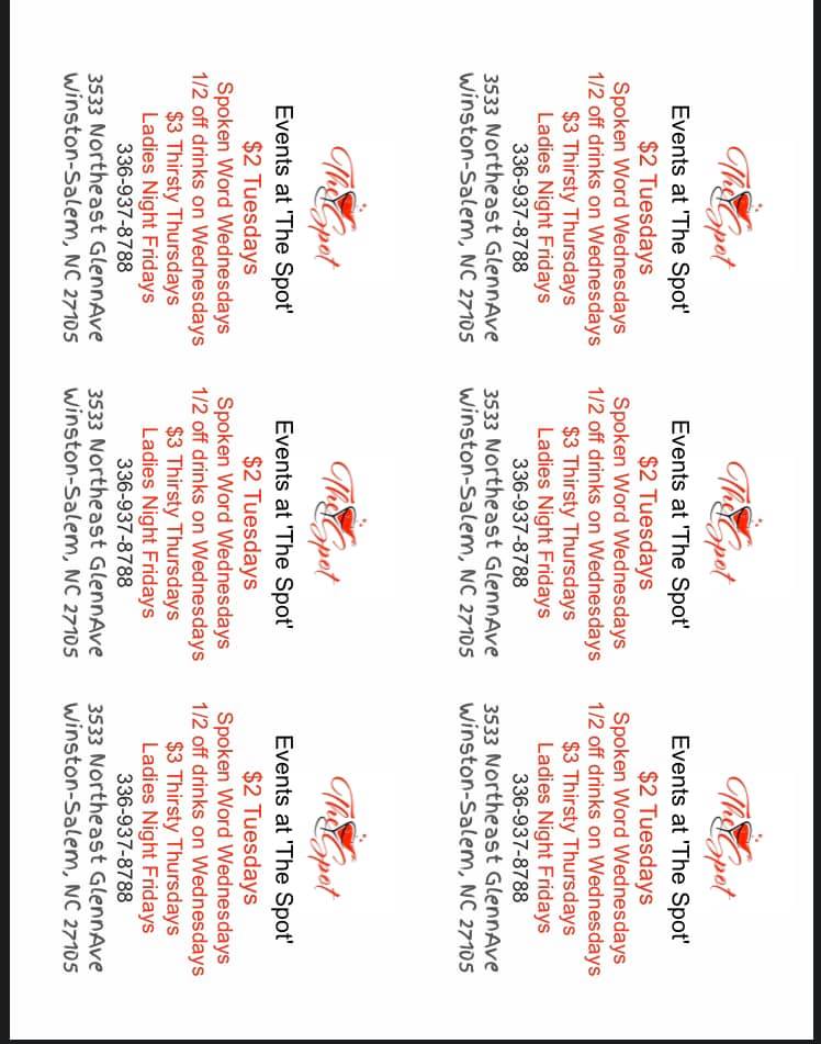 The Spot Mobile Bartending & Event Service Menu