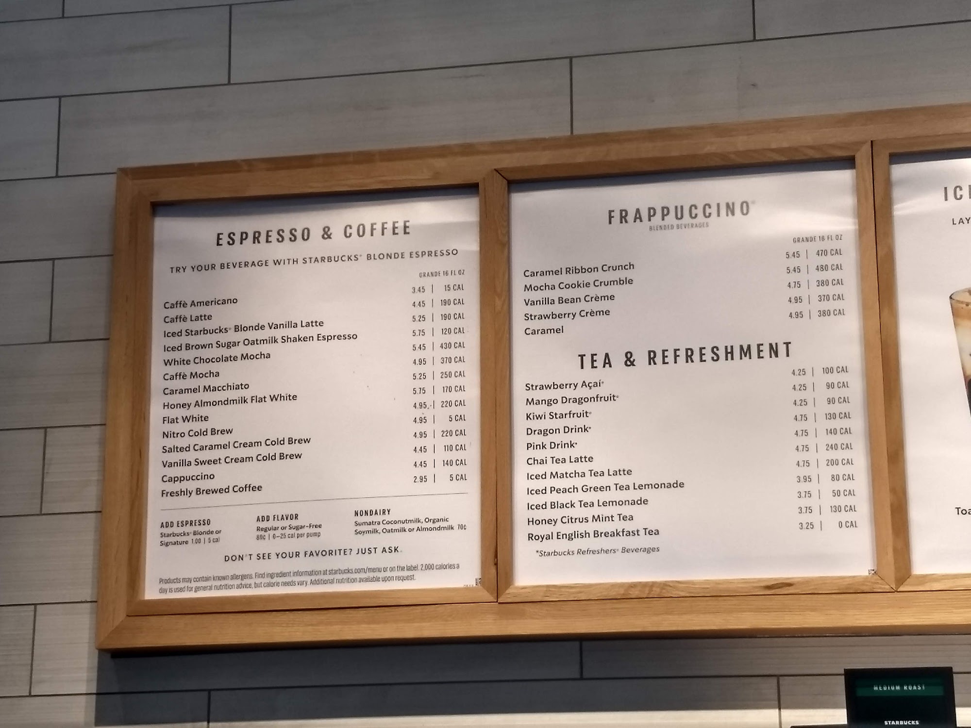 Starbucks Menu