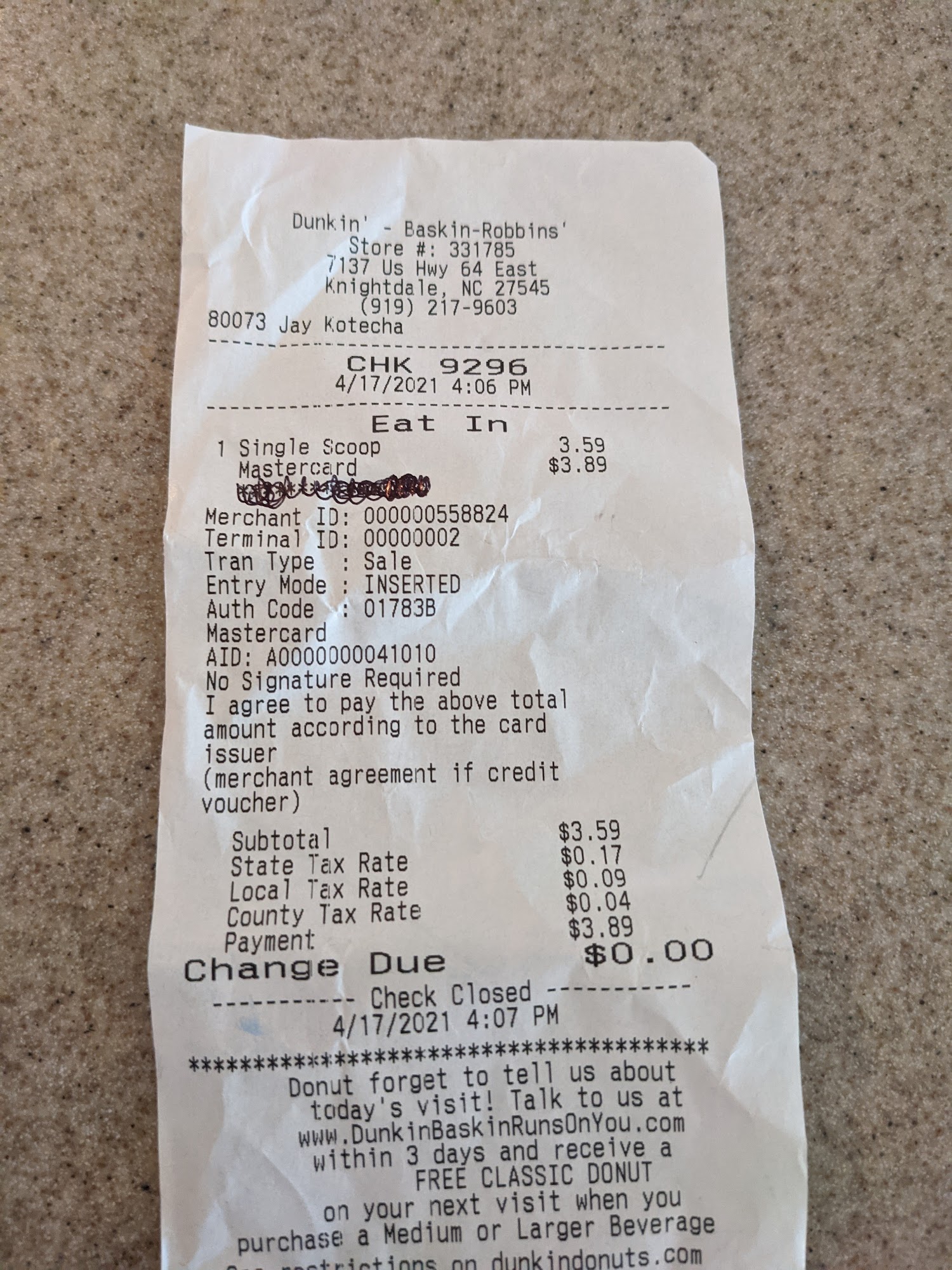 Baskin-Robbins Menu
