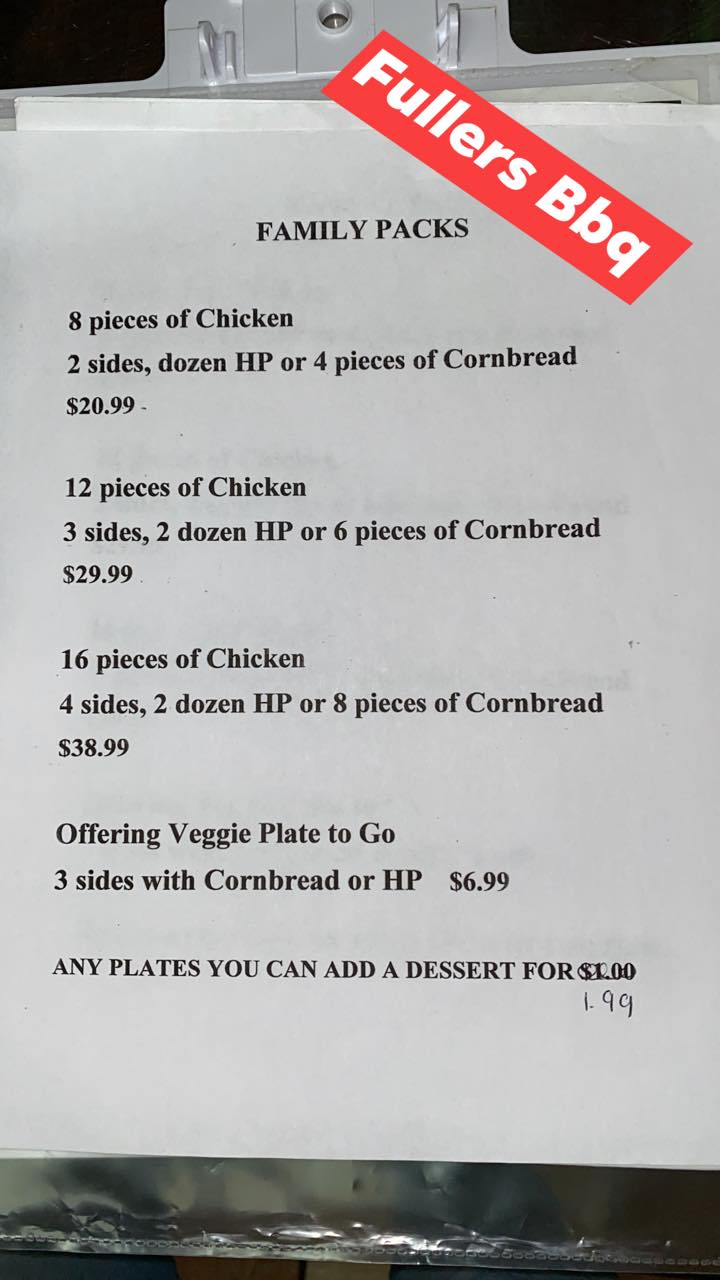 fuller's barbeque Menu
