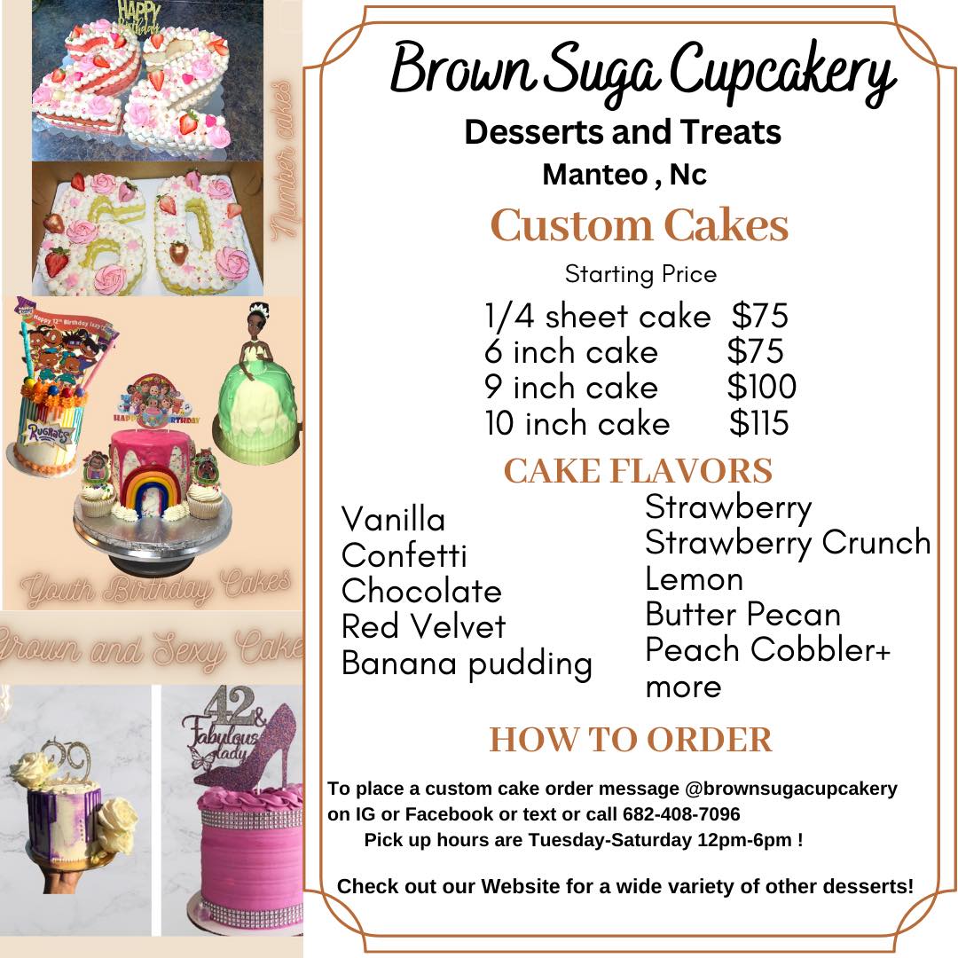Brown Suga Cupcakery Menu