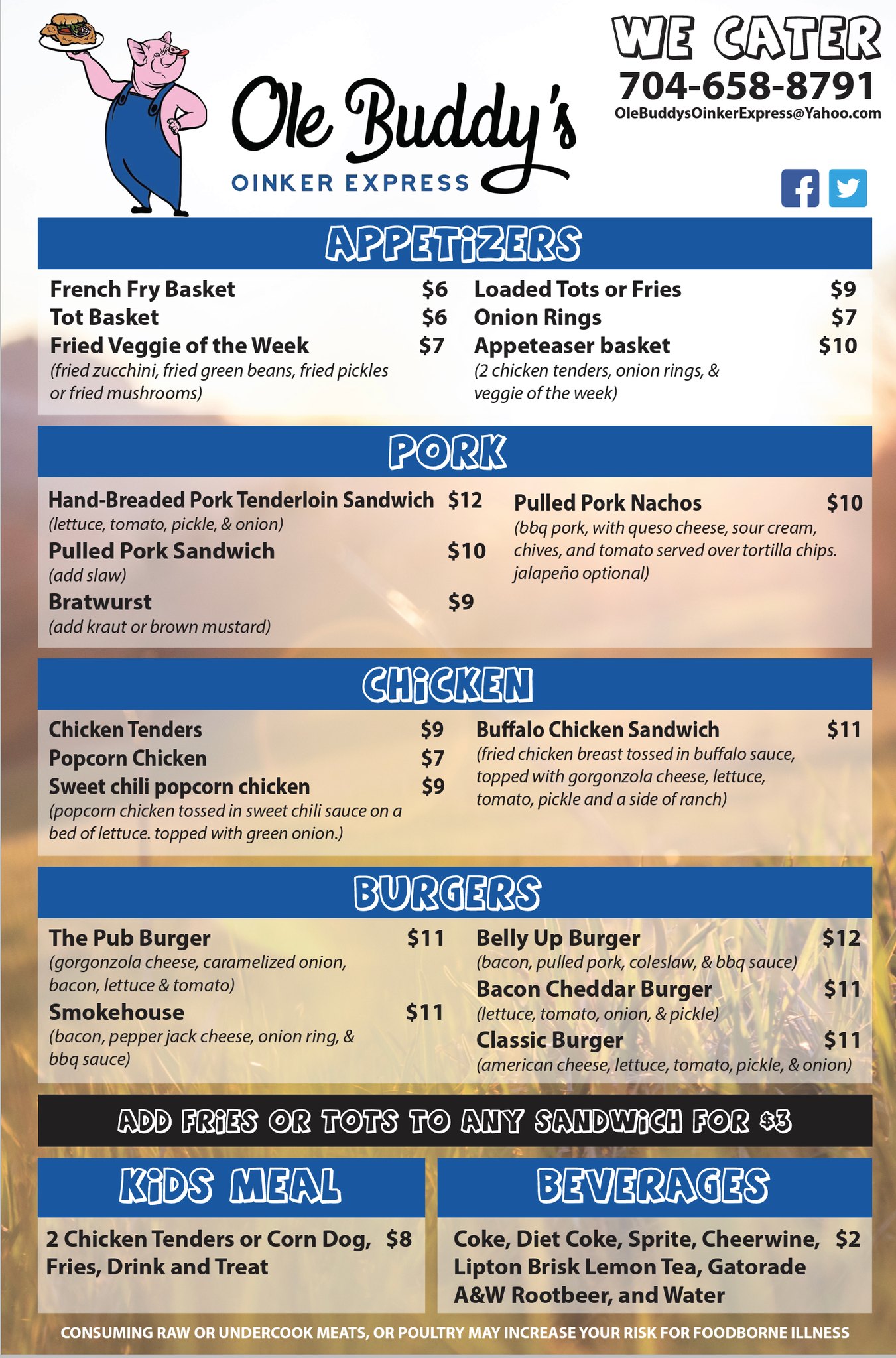 Ole Buddys Oinker Express Menu