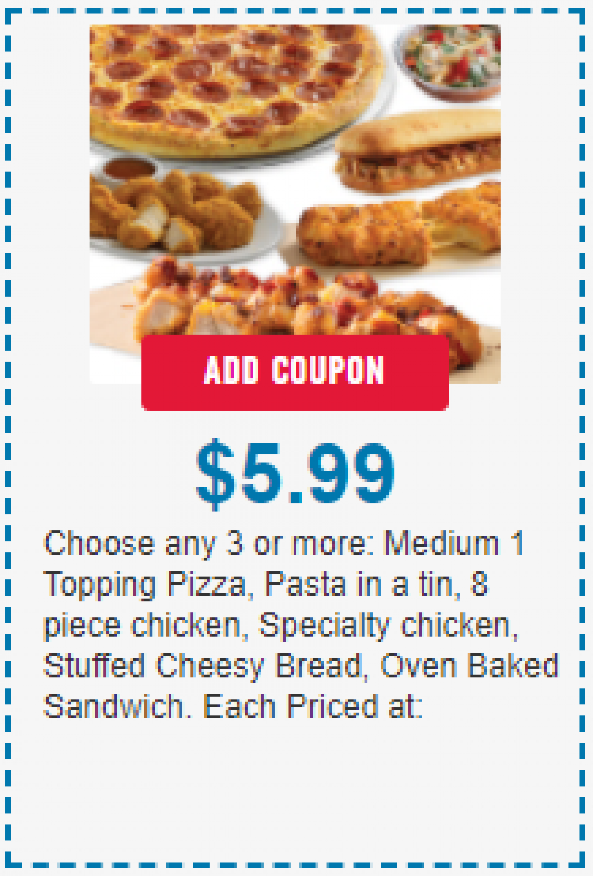 Domino's Pizza Menu