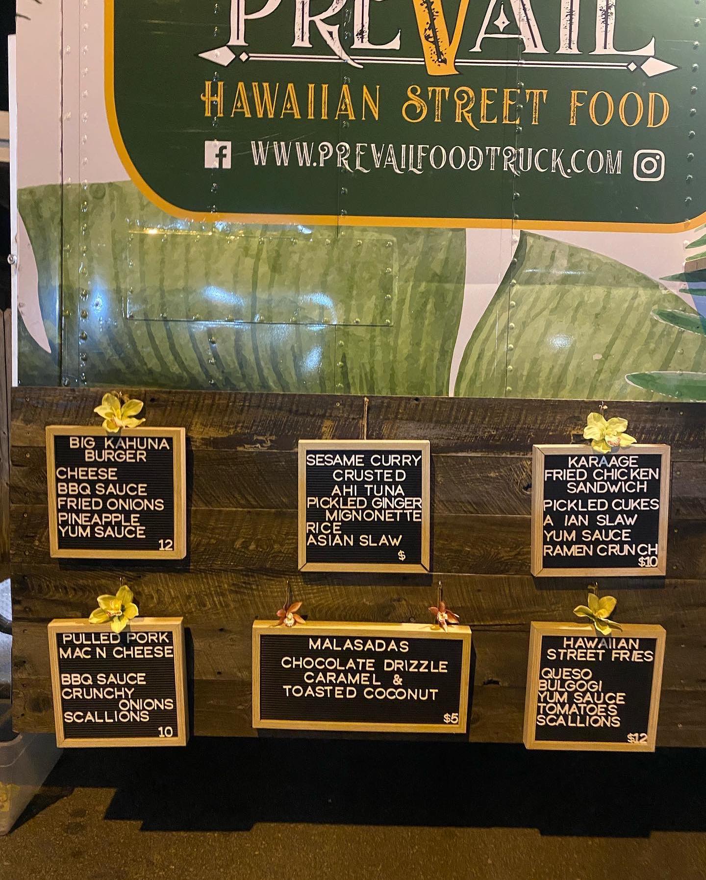 Prevail Food Truck Menu