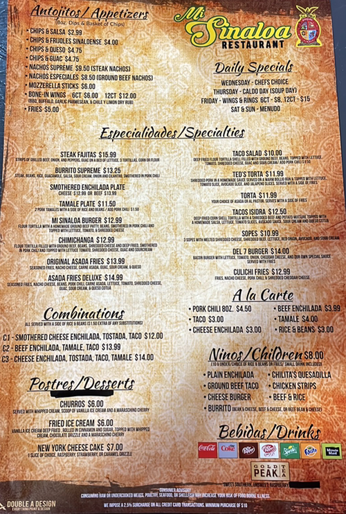 The Learning Wagon Child Care Center Menu