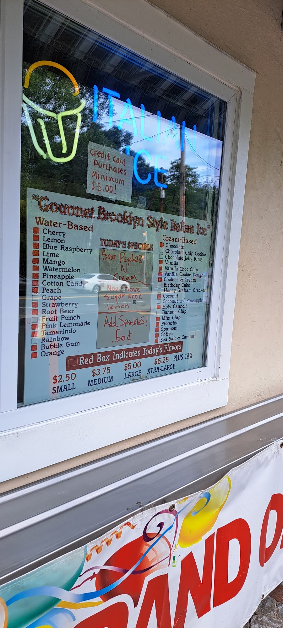 The Ice Factory Menu