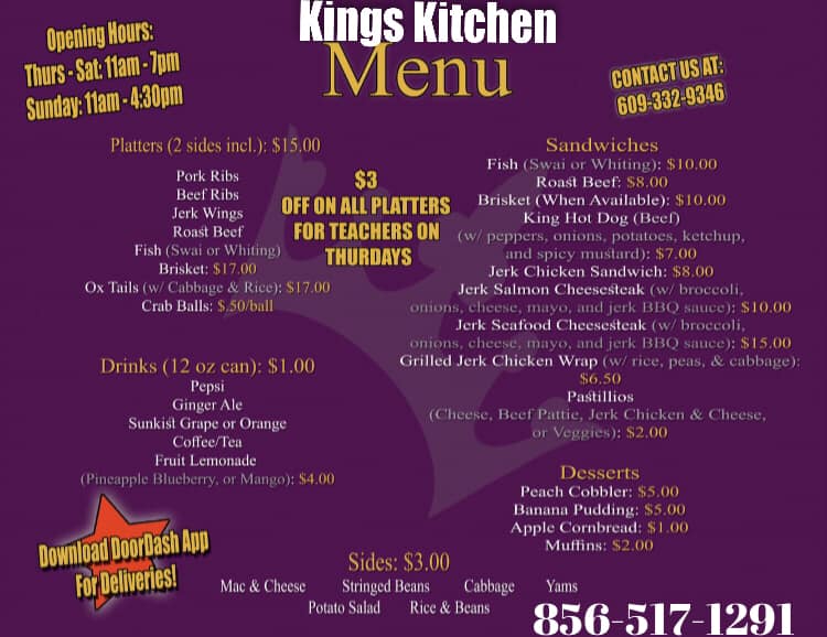 King's Kitchen Caterers Menu