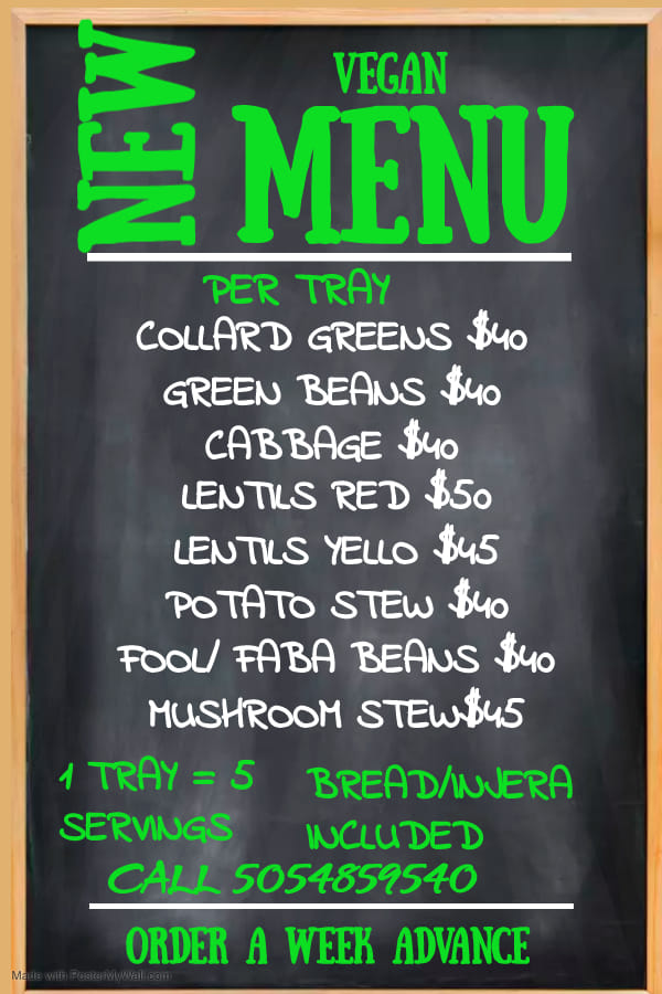 Clay Pot Ethiopian Cuisine Menu