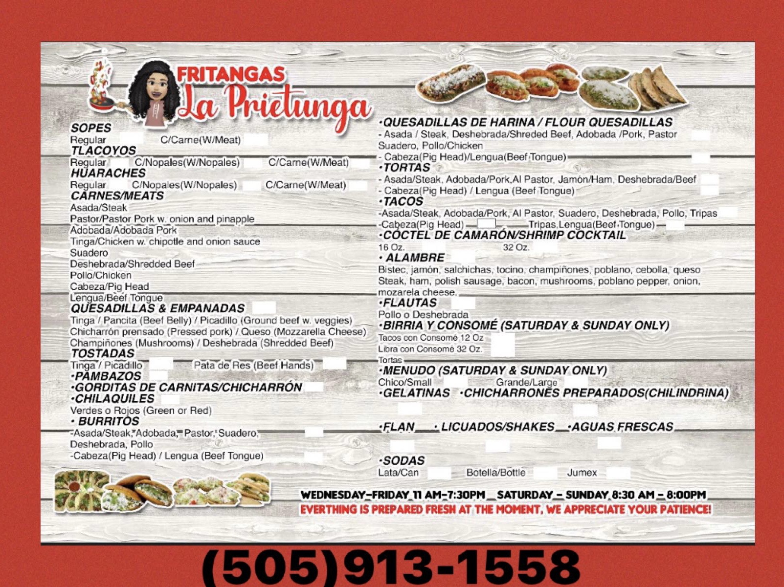 El Rinconcito Del Sabor Menu