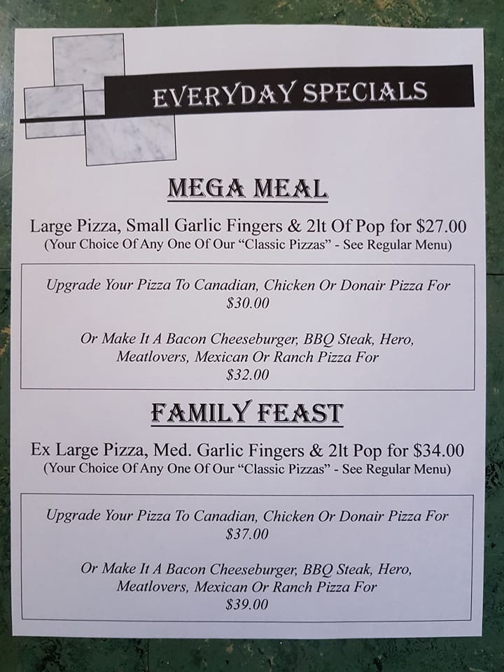 Eatza Pizza at Troy's Menu