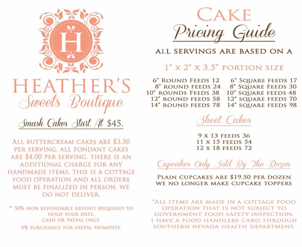 Heather's Sweets Boutique Menu