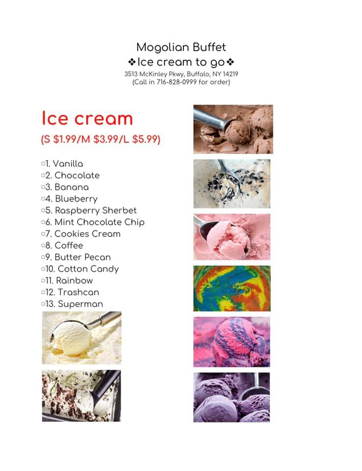 Mongolian Buffet Menu