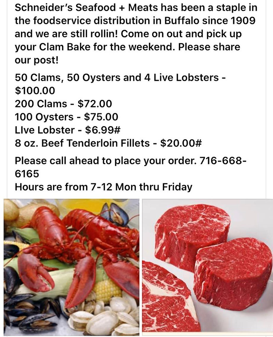 Schneider's Seafood + Meats Menu