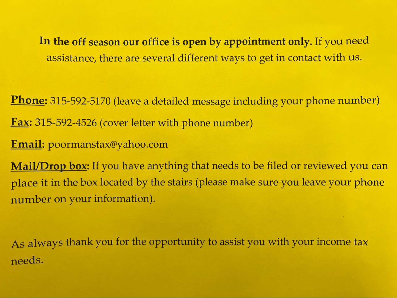 Poorman's Tax Services 201 S 1st St, Fulton New York 13069