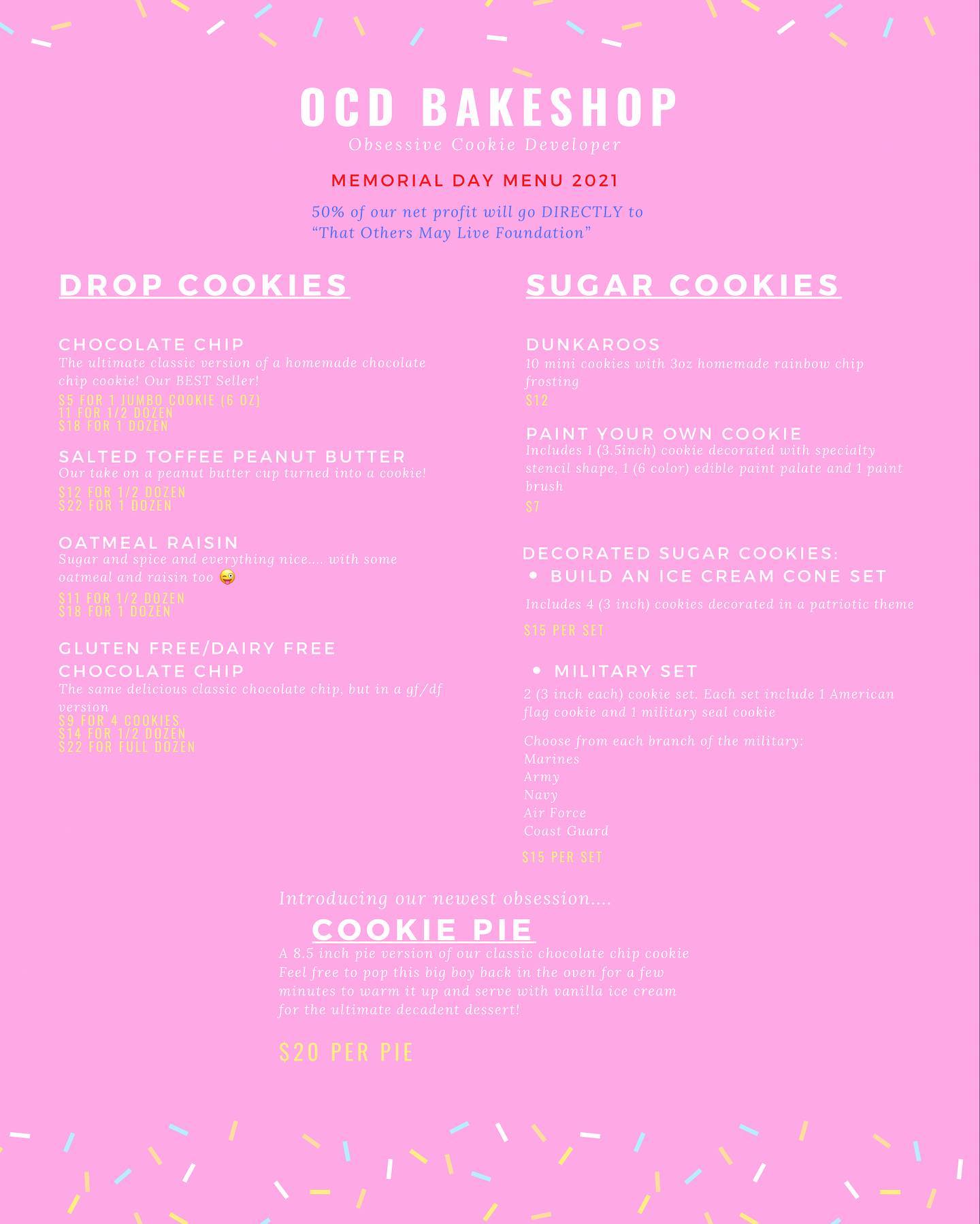 OCD Bakeshop Menu