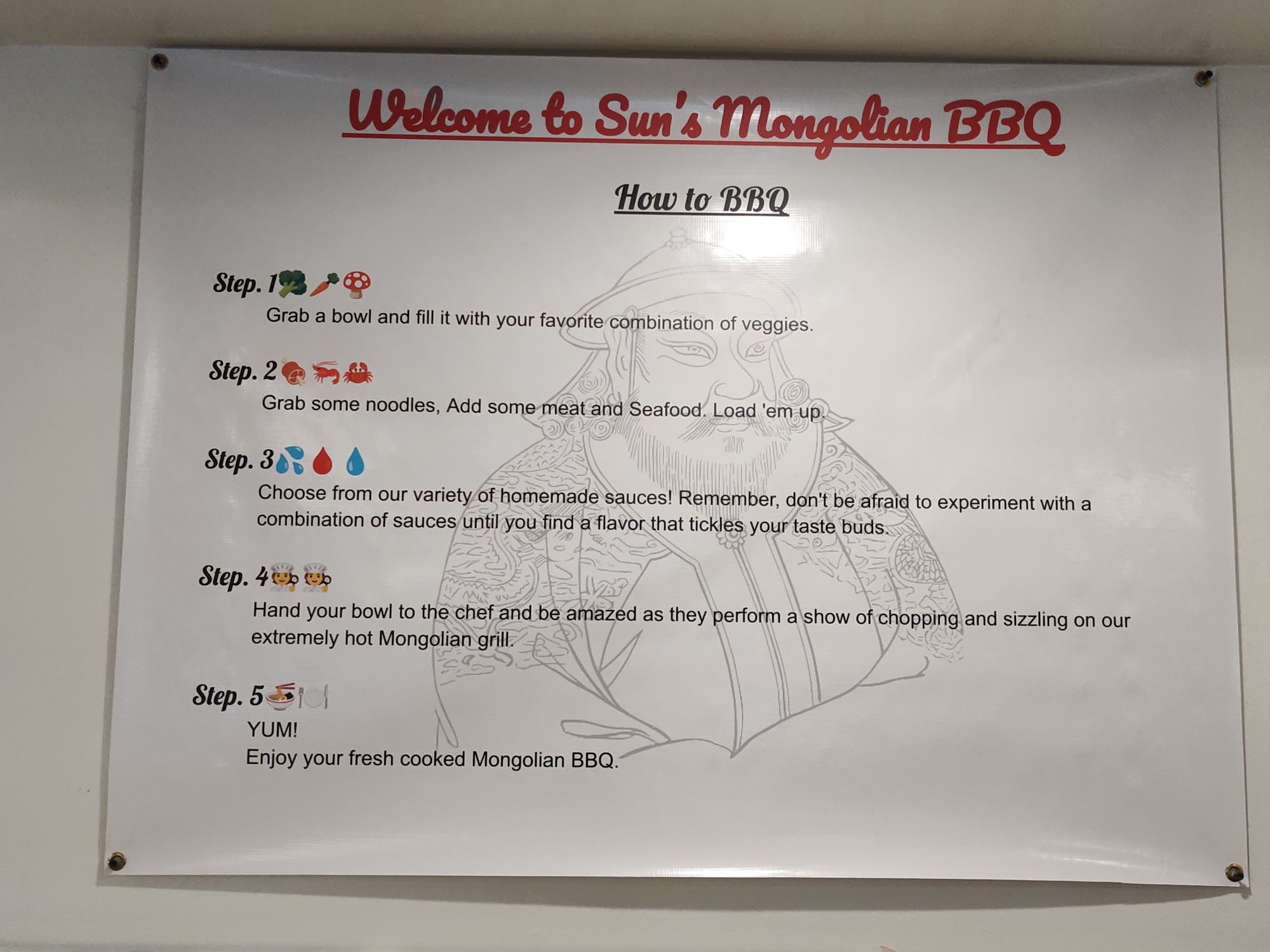 Sun’s Mongolian Menu