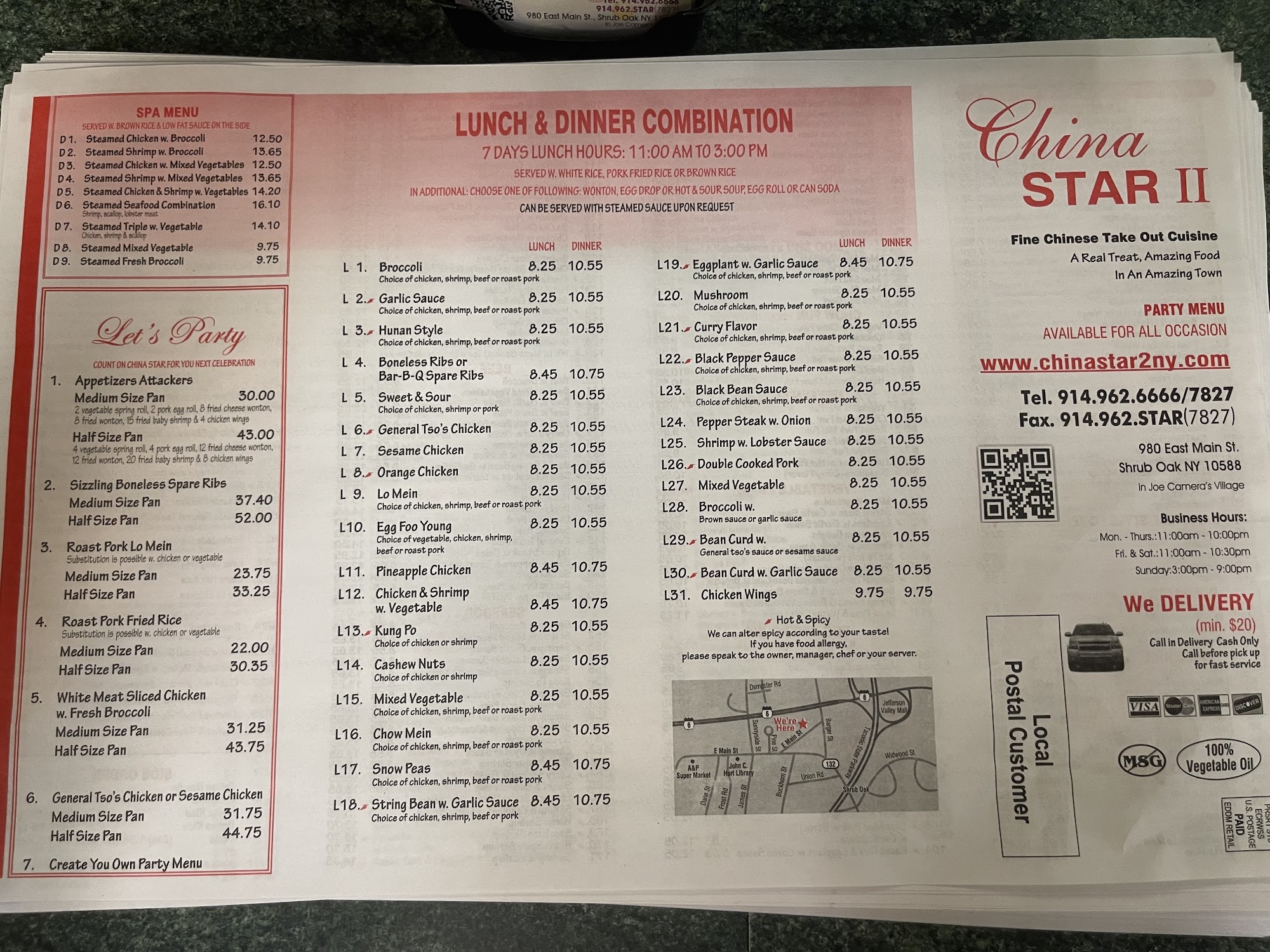 China Star II Menu