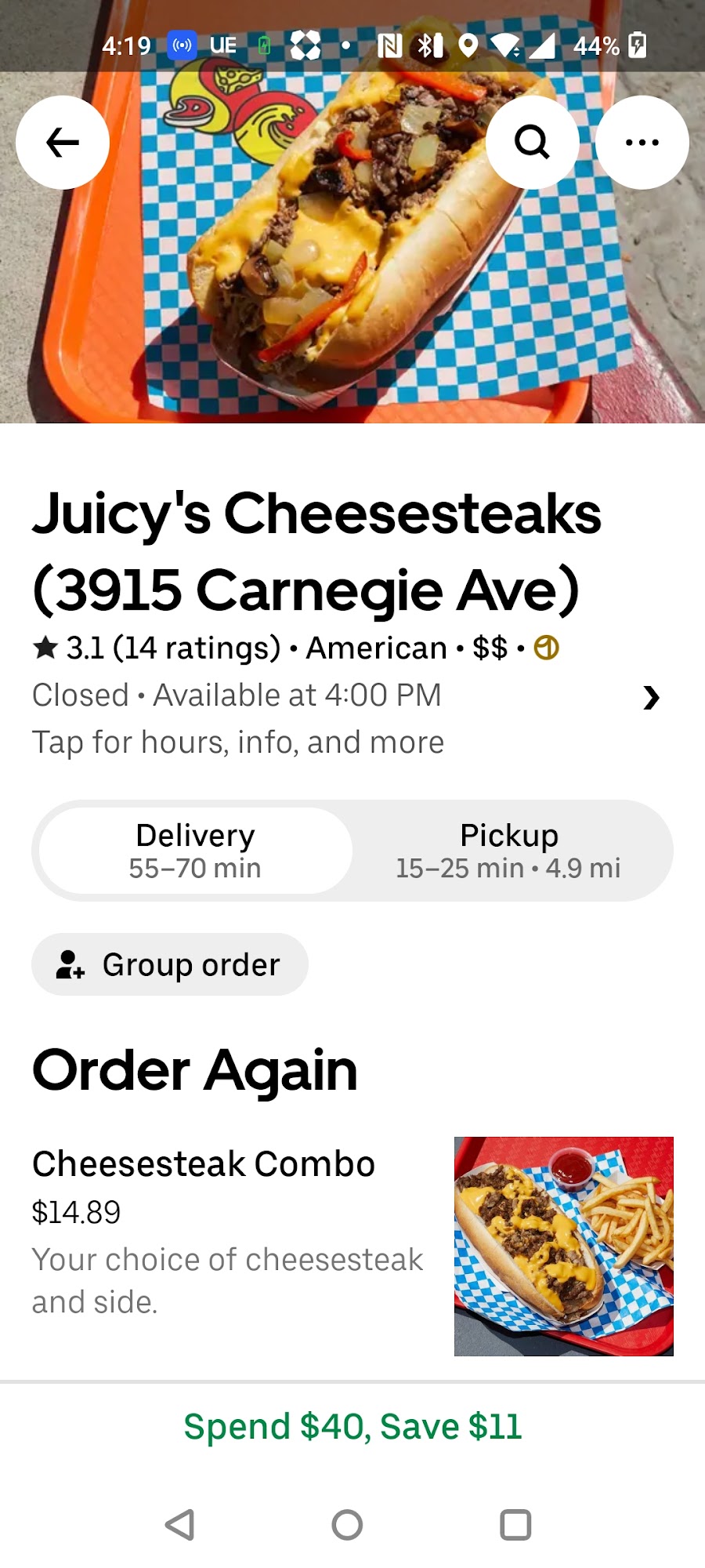 Juicy's Cheesesteak Menu