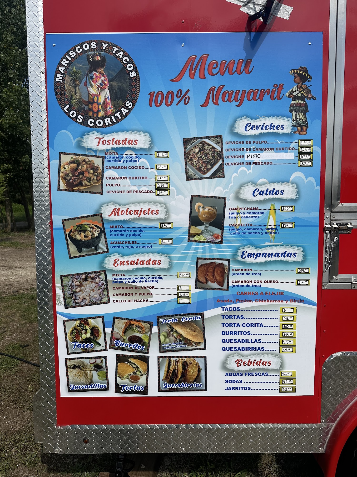 Mariscos y tacos los coritas Menu